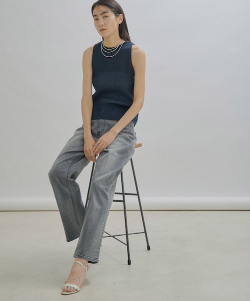 ADAM ET ROPE'（アダムエロペ）の「【公式サイト限定】【BATONER for SALON】SEE THROUGH TANK TOP（タンクトップ・レディース・ベージュ/ネイビー/サックス・F）」の22枚目の写真