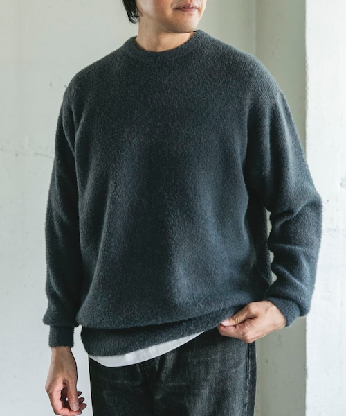 URBAN RESEARCH DOORS（アーバンリサーチドアーズ）の「メランジシャギー クルーネックニット（ニット/セーター・メンズ・BLUE/BLACK・M/L）」の2枚目の写真
