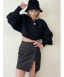 GYDA | スラッシュドネックショートリブニットTOPS(ニット/セーター)