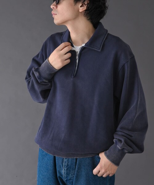 URBAN RESEARCH DOORS（アーバンリサーチドアーズ）の「FORK&SPOON　サンブリーチハーフジップスウェット（スウェット・メンズ・RED/NAVY・4/5）」の13枚目の写真