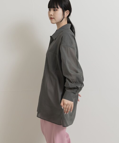 THE GOODLAND MARKET（ザグッドランドマーケット）の「『別注』MIDIUMISOLID×TGM　sheer voile shirts（シャツ/ブラウス・レディース・SAX/GRAY/OFF・one）」の10枚目の写真