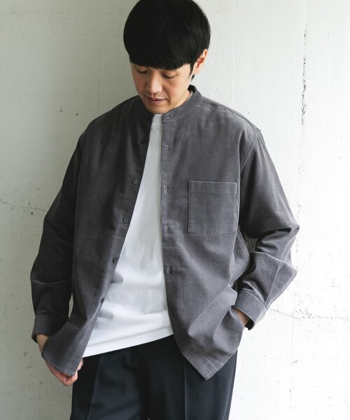 URBAN RESEARCH DOORS（アーバンリサーチドアーズ）の「『UR TECH』コーデュロイバンドカラーシャツ（シャツ/ブラウス・メンズ・GREIGE/BLUEGREEN/CHARCOAL/PAISLEY・M/L）」の7枚目の写真