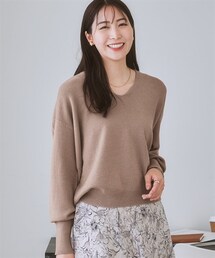 7days Life Styling | 【パチパチしにくい】前後Ｖネック体型カバーニット（しっとりなめらかムースタッチ）(ニット/セーター)