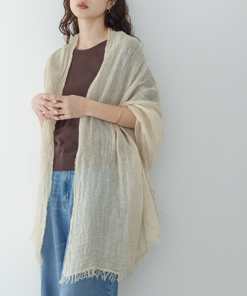 URBAN RESEARCH Sonny Label（アーバンリサーチサニーレーベル）の「イタリア製リネンストール（ストール/ショール・レディース・ベージュ/グレー/ブラック・One）」の3枚目の写真