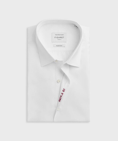 bonjour records（ボンジュールレコーズ）の「FIGARET/フィガレ Je t'aimeホワイトシャツ-ポプリン（シャツ/ブラウス・レディース・ホワイト・L/M/XL）」の2枚目の写真