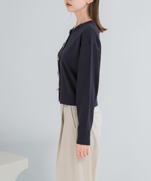URBAN RESEARCH ROSSO（アーバンリサーチロッソ）の「Torrazzo Donna　BIJOU CARDIGAN（カーディガン/ボレロ・レディース・NAVY/WHITE・Free）」の10枚目の写真
