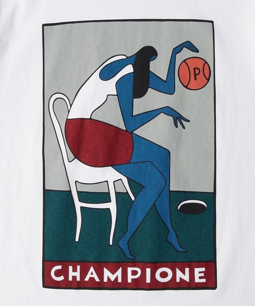 ADAM ET ROPE'(アダムエロペ)の「【by Parra/バイ・パラ】 Champione t-shirt(Tシャツ/カットソー・メンズ・ホワイト・L/M/XL)」の5枚目の写真