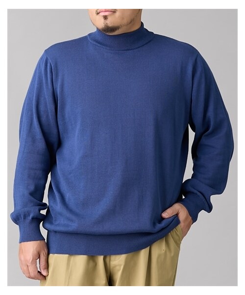 nissen（ニッセン）の「洗える綿１００％モックネックニット（ハイゲージ）【大きいサイズ】（ニット/セーター・メンズ・グレージュ/ダークブルー/チャコール/黒・3L/4L/5L/6L/8L/10L）」の21枚目の写真