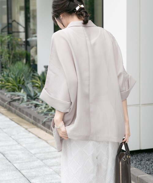ITEMS URBANRESEARCH(アイテムズ アーバンリサーチ)の「メッシュ半袖ジャケット(テーラードジャケット・レディース・BLK/BEG・Free)」の19枚目の写真