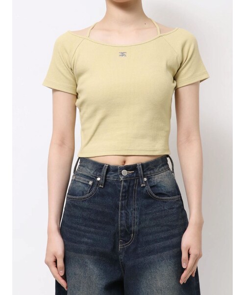 EMODA（エモダ）の「2WAY STRING RIB T/S（Tシャツ/カットソー・レディース・ホワイト/グレー/ブラック/イエロー・F）」の4枚目の写真