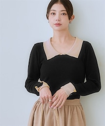 nissen | 配色衿付ニット(ニット/セーター)