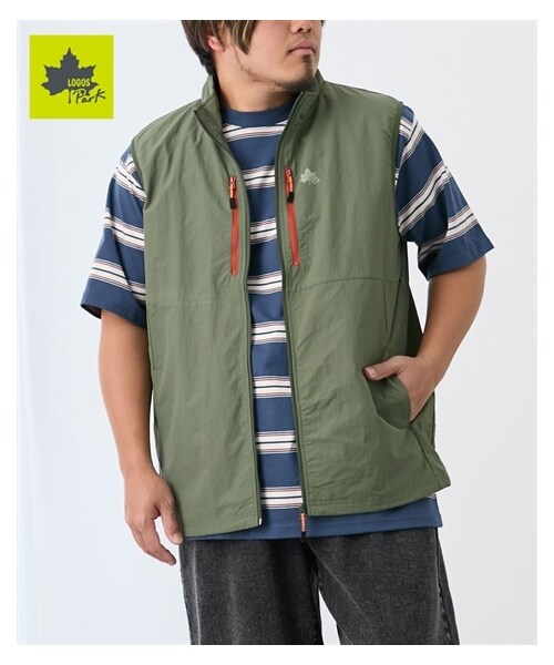 nissen（ニッセン）の「ナイロン裏メッシュベスト　はっ水 ロゴスパーク 【大きいサイズ】（ベスト・メンズ・46カーキ/49ブラック・3L/4L/5L）」の2枚目の写真