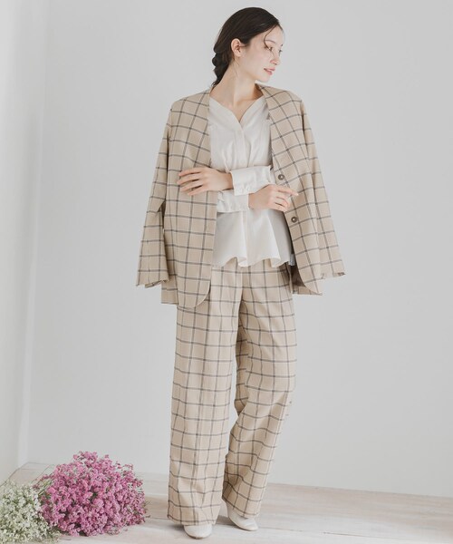 SENSE OF PLACE by URBAN RESEARCH（センスオブプレイスバイアーバンリサーチ）の「チェックノーカラージャケット（ノーカラージャケット・レディース・MOCHA/GREIGE・FREE）」の15枚目の写真