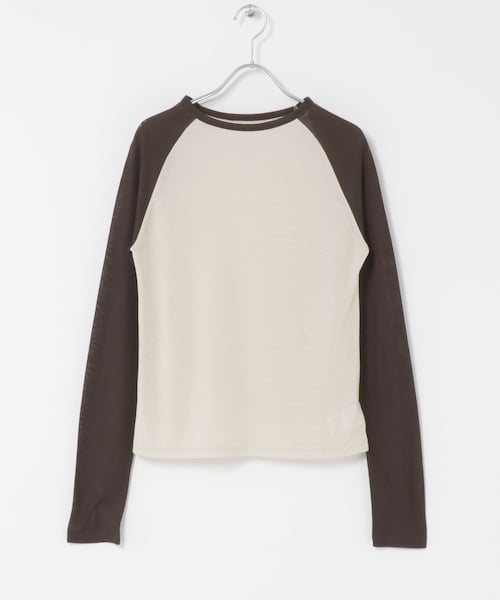 KBF（ケイビーエフ）の「シアーラグランTEE（Tシャツ/カットソー・レディース・BEIGE×BRN/BLUE×WINE・One）」の3枚目の写真