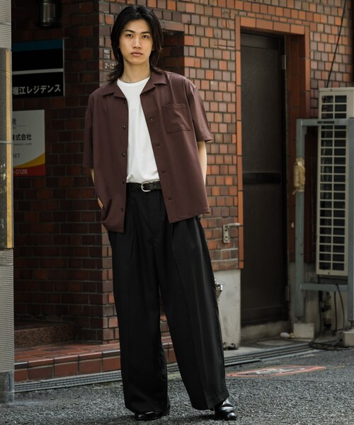 SENSE OF PLACE by URBAN RESEARCH(センスオブプレイスバイアーバンリサーチ)の「オープンカラールーズシャツ(5分袖)ll(シャツ/ブラウス・メンズ・BROWN/BLACK/GREIGE・S/M/L)」の18枚目の写真