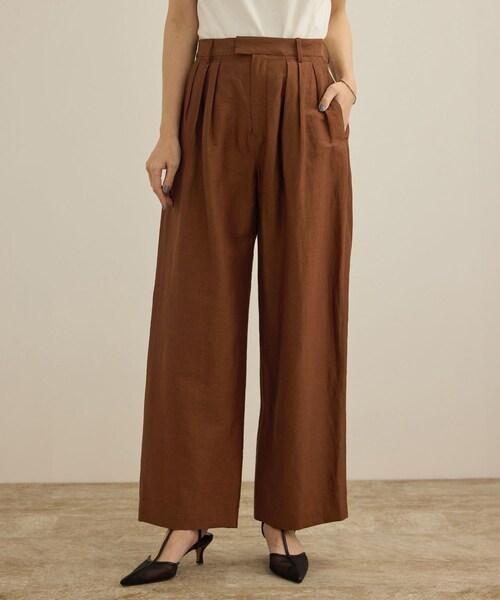 ROPE'（ロペ）の「【洗える】ビスコースリネン スラブスリータックパンツ/一部セットアップ可能（その他パンツ・レディース・ブラウン/ネイビー・36/38/40）」の21枚目の写真
