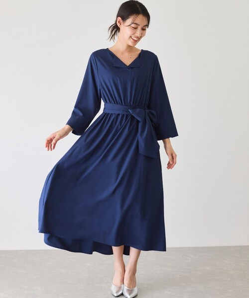 Jayro（ジャイロ）の「ウエストギャザーワンピース（ワンピース・レディース・グリーン/ネイビー/ブルー/ローズピンク・F）」の2枚目の写真