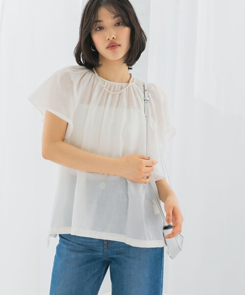 URBAN RESEARCH ROSSO（アーバンリサーチロッソ）の「コットンシルクフレアスリーブブラウス（シャツ/ブラウス・レディース・sax/off/red・FREE）」の10枚目の写真