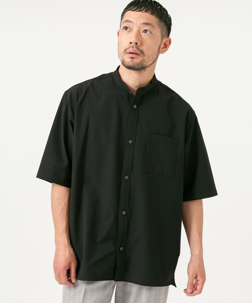 URBAN RESEARCH ROSSO（アーバンリサーチロッソ）の「『XLサイズあり』マイクロサッカーバンドカラー半袖シャツ（シャツ/ブラウス・メンズ・BLACK/NAVY/CHARCOAL/DARK BROWN・S/M/L/XL）」の15枚目の写真