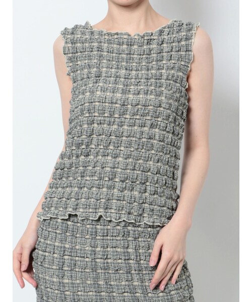 merry jenny（メリージェニー）の「【WEB限定】ruffle check タンクトップ（タンクトップ・レディース・レッド/ネイビー/ベージュ・F）」の2枚目の写真