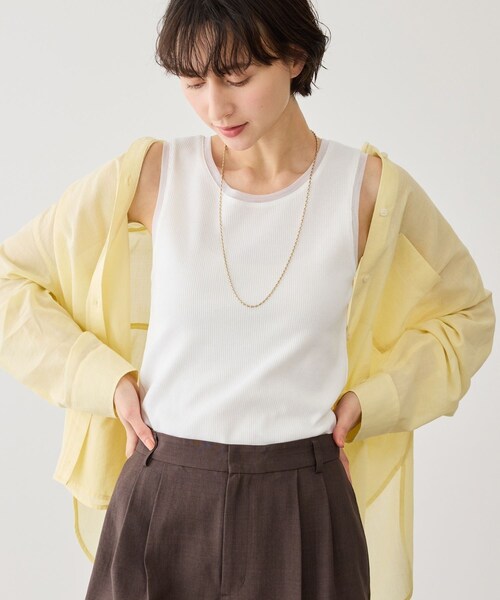 ROPE' PICNIC（ロペピクニック）の「シアードッキングリブタンクトップ（タンクトップ・レディース・ブラック/ホワイト/ブラウン・F）」の4枚目の写真