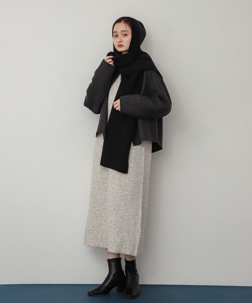 SENSE OF PLACE by URBAN RESEARCH(センスオブプレイスバイアーバンリサーチ)の「フードツキニットストール(ストール/ショール・レディース・IVORY/BLACK・one)」の19枚目の写真