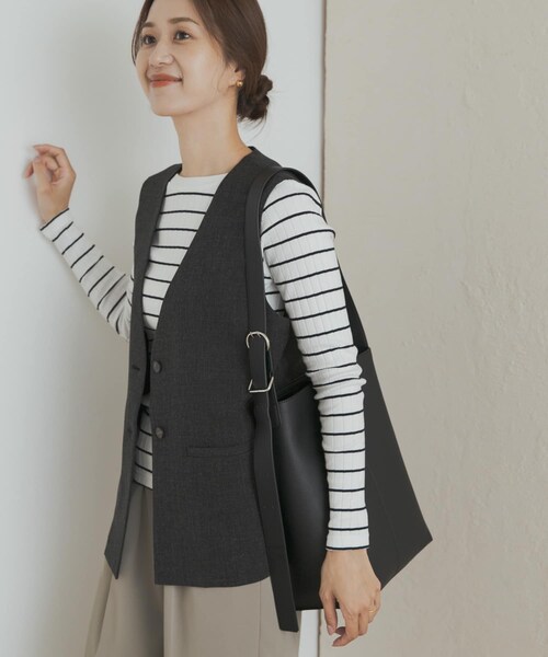 URBAN RESEARCH DOORS(アーバンリサーチドアーズ)の「ノーカラージレ(テーラードジャケット・レディース・BEIGE/BLACK・M)」の7枚目の写真