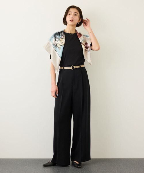 ROPE'（ロペ）の「コンフォートリブハーフスリーブカットソー(5分袖)/イージーケア・接触冷感（Tシャツ/カットソー・レディース・ブラック/ブラウン/サックス・F）」の11枚目の写真