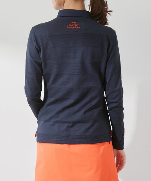 ROPE'（ロペ）の「【UV】【吸水速乾】クールマックスリンクス長袖ポロ（ポロシャツ・レディース・ホワイト/ネイビー・L/M/S）」の20枚目の写真