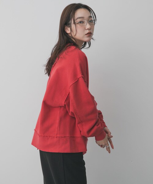 SENSE OF PLACE by URBAN RESEARCH（センスオブプレイスバイアーバンリサーチ）の「キリカエピグメントルーズスウェット（スウェット・レディース・CHARCOAL/RED/BROWN・One）」の12枚目の写真