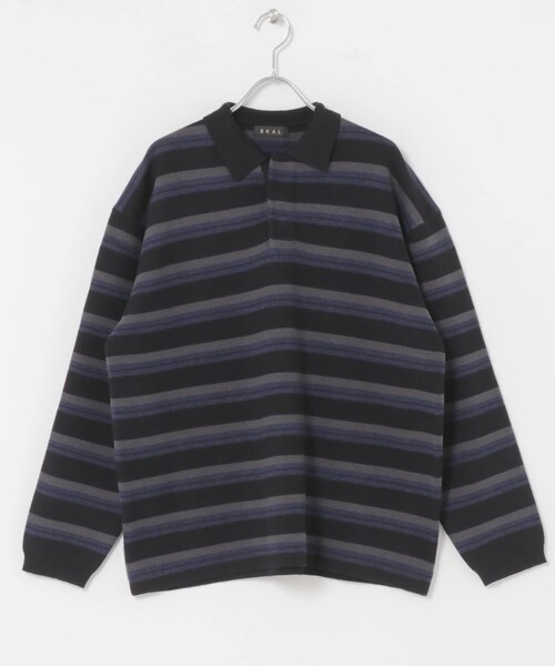 EKAL（エカル）の「ジャガードボーダーポロニット（ニット/セーター・レディース・ベージュ/ブラック/ブラウン・One）」の12枚目の写真