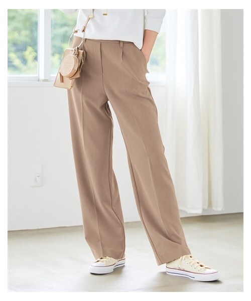 nissen（ニッセン）の「大きいサイズこなれBEAUTYストレッチワイドパンツ（ゆったりヒップ）（パンツ・レディース・ベージュ/スモーキーグリーン/スモーキーパープル/黒/【没】ブラウン系グレンチェック/グレイッシュブルー/ネイビー・L/LL/3L/4L/5L/6L/8L/10L/M）」の19枚目の写真