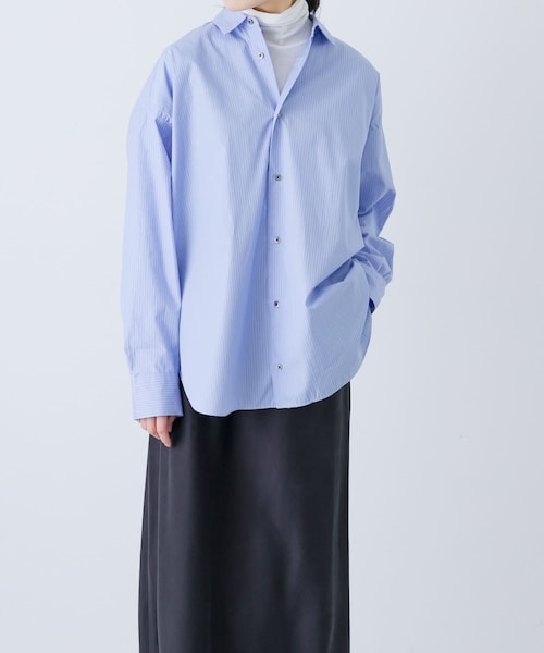 かぐれ（カグレ）の「コットンストライプレギュラーシャツ（シャツ/ブラウス・レディース・BLUE・Free）」の6枚目の写真