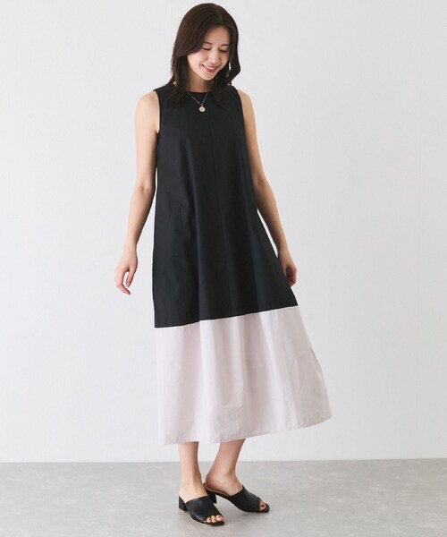 Jayro（ジャイロ）の「バイカラーノースリーブワンピース（ワンピース・レディース・ブラック/ネイビー/ピンク・F）」の6枚目の写真