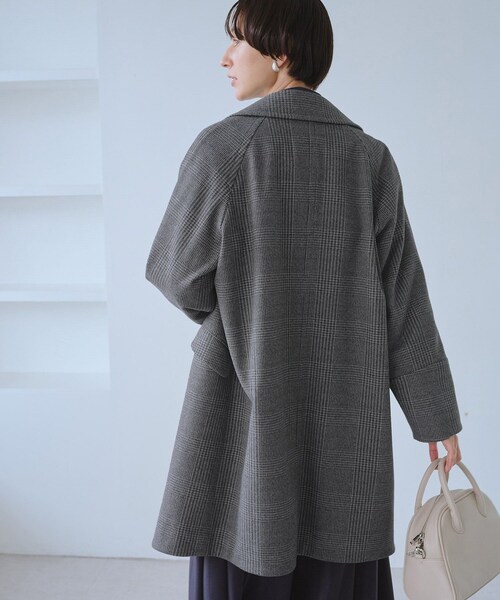 ROPE' PICNIC（ロペピクニック）の「ジャージメルトン無地＆チェックオーバーPコート/一部WEB限定カラー・リンクコーデ（ピーコート・レディース・ブラック/ブラック系/グレー系/ダークブラウン/ベージュ・M/S）」の22枚目の写真