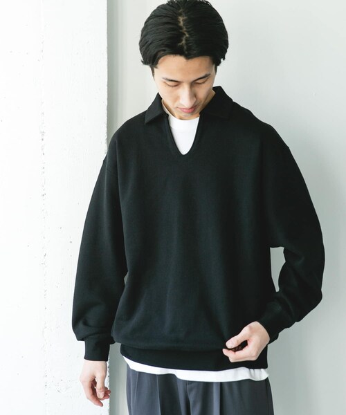 URBAN RESEARCH DOORS(アーバンリサーチドアーズ)の「TOMPKINS裏毛 スキッパースウェット(スウェット・メンズ・GREIGE/BLACK/NAVY・M/L)」の20枚目の写真