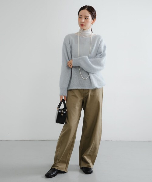 URBAN RESEARCH（アーバンリサーチ）の「カシミヤシルクタートルカットソー（Tシャツ/カットソー・レディース・BLACK/BORDER/BORDEAUX/OFF LAME・Free）」の10枚目の写真