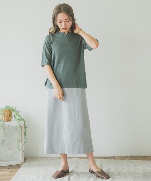 ITEMS URBANRESEARCH（アイテムズ アーバンリサーチ）の「ポロニットTシャツ（ポロシャツ・レディース・BLU/BEG/CHA・FREE）」の21枚目の写真