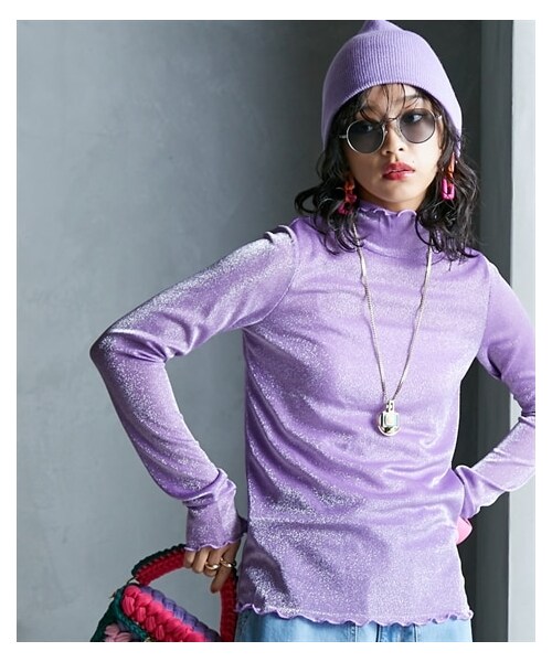 nissen（ニッセン）の「大きいサイズ ハイネックラメカットソー GEVS.（Tシャツ/カットソー・レディース・パープル/シルバー/黒・L/LL/3L/4L/5L/6L/8L/10L）」の22枚目の写真