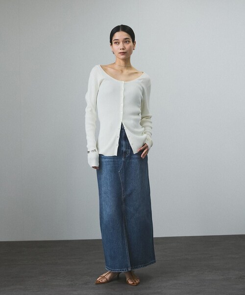 ADAM ET ROPE'(アダムエロペ)の「【WEB限定】リメイクライクデニムスリットスカート(デニムスカート・レディース・チャコール/ブルー系/サックス・M/S)」の10枚目の写真