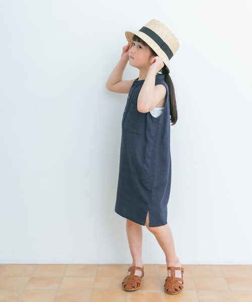 URBAN RESEARCH DOORS（アーバンリサーチドアーズ）の「リネンレーヨンノースリーブワンピース(KIDS)（ワンピース・キッズ・NAVY/BLUE・105/120/135）」の9枚目の写真