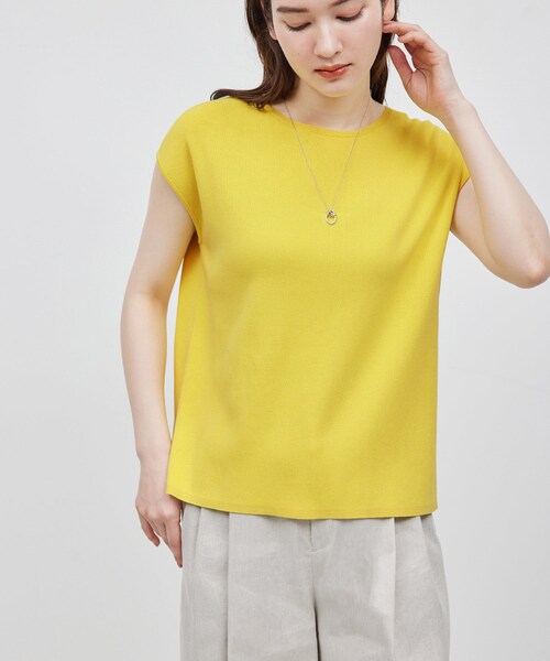 ROPE'（ロペ）の「【洗える】【接触冷感】ICE COTTONアームレットニットトップス【雑誌/メディア掲載】（ニット/セーター・レディース・ブラック/オフホワイト/キャメル/ローズピンク/ホワイト系/ブルー系/イエロー・F）」の6枚目の写真