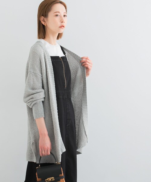 URBAN RESEARCH ROSSO（アーバンリサーチロッソ）の「透かし編みミドルカーディガン（カーディガン/ボレロ・レディース・gray/camel・FREE）」の4枚目の写真