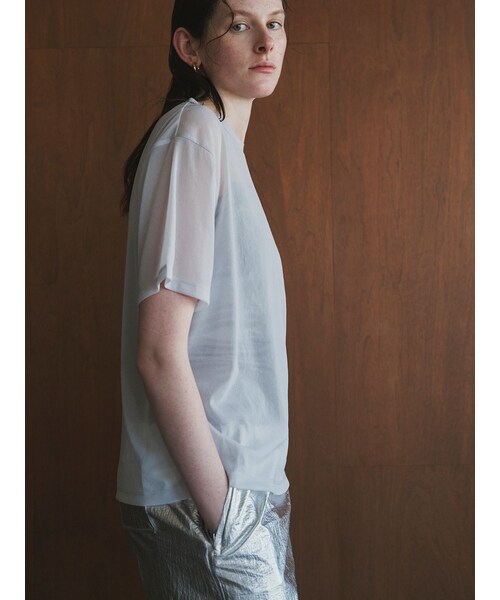 ELENDEEK（エレンディーク）の「SHINY CAMI SET SHEER CS（Tシャツ/カットソー・レディース・オフホワイト/グレー/ブラック/アイスブルー・F）」の19枚目の写真