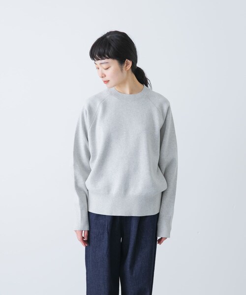 かぐれ（カグレ）の「コットンスウェットニット（ニット/セーター・レディース・LIGHT GRAY/DARK NAVY・Free）」の12枚目の写真