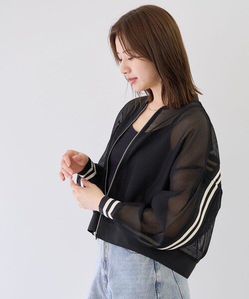 Jayro(ジャイロ)の「【セットアップ可】ラインメッシュブルゾン(ブルゾン・レディース・ブラック/ベージュ・M)」の7枚目の写真