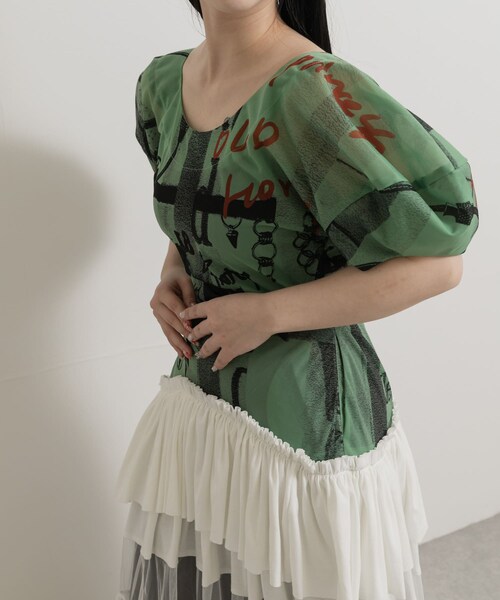 THE GOODLAND MARKET（ザグッドランドマーケット）の「old honey　72℃ dress（ワンピース・レディース・green/beige・FREE）」の5枚目の写真