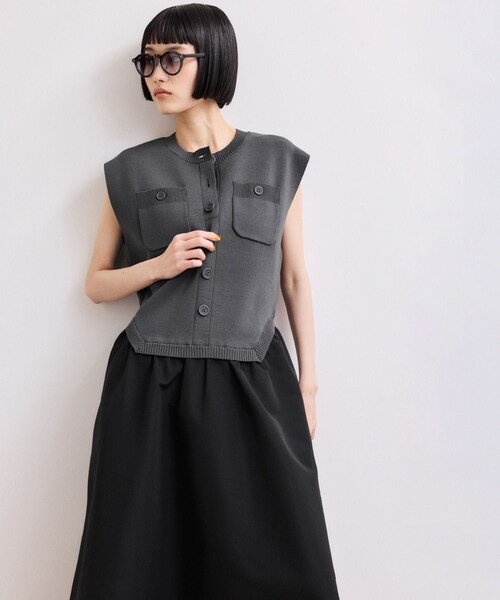 ADAM ET ROPE'(アダムエロペ)の「【WEB限定】・【サステナブル】カーブヘムコンビワンピース(ワンピース・レディース・ブラック系/チャコール/キナリ系・36/38)」の17枚目の写真