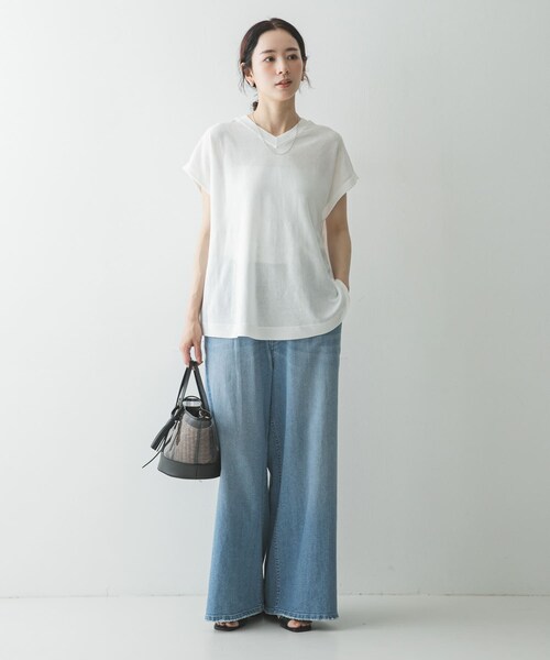 URBAN RESEARCH（アーバンリサーチ）の「『UVカット』2WAYフレンチスリーブニット（ニット/セーター・レディース・OFF/BEIGE/CHARCOAL/NAVY・FREE）」の10枚目の写真