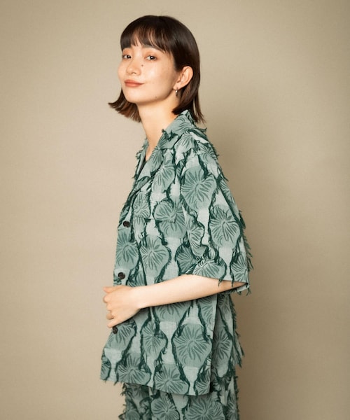 KBF(ケイビーエフ)の「カットジャガードハーフスリーブジャケット(テーラードジャケット・レディース・GREEN/BEIGE・one)」の18枚目の写真